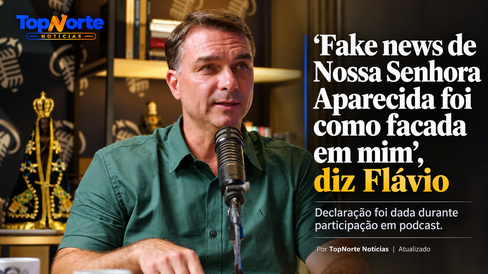 Flávio Bolsonaro compara fake news sobre Nossa Senhora Aparecida a “facada”